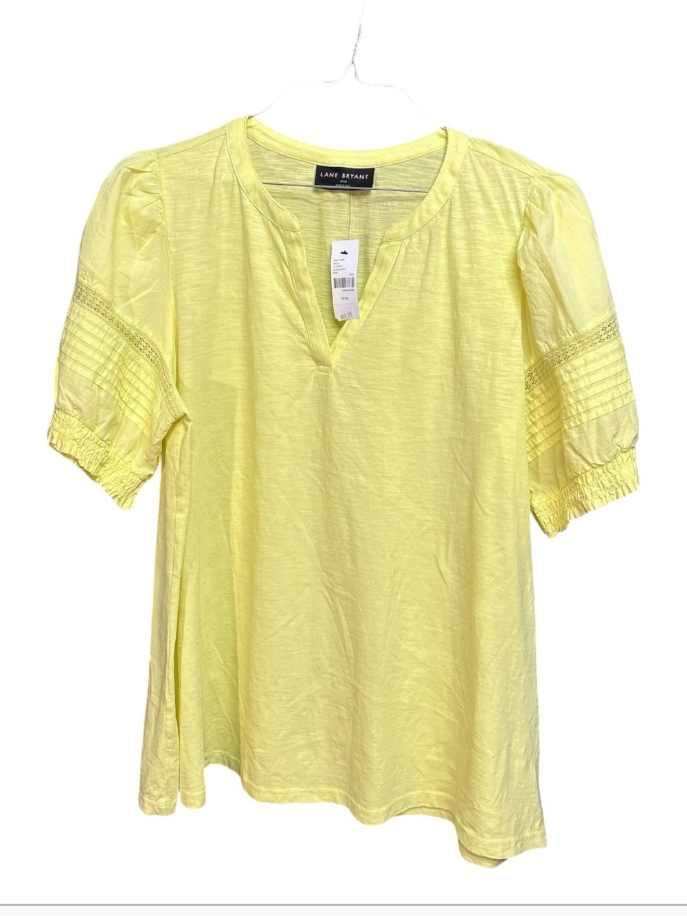 ✔️Lane Bryant Lemon Split-Neck Puff Sleeve Tunic NWT 14/16